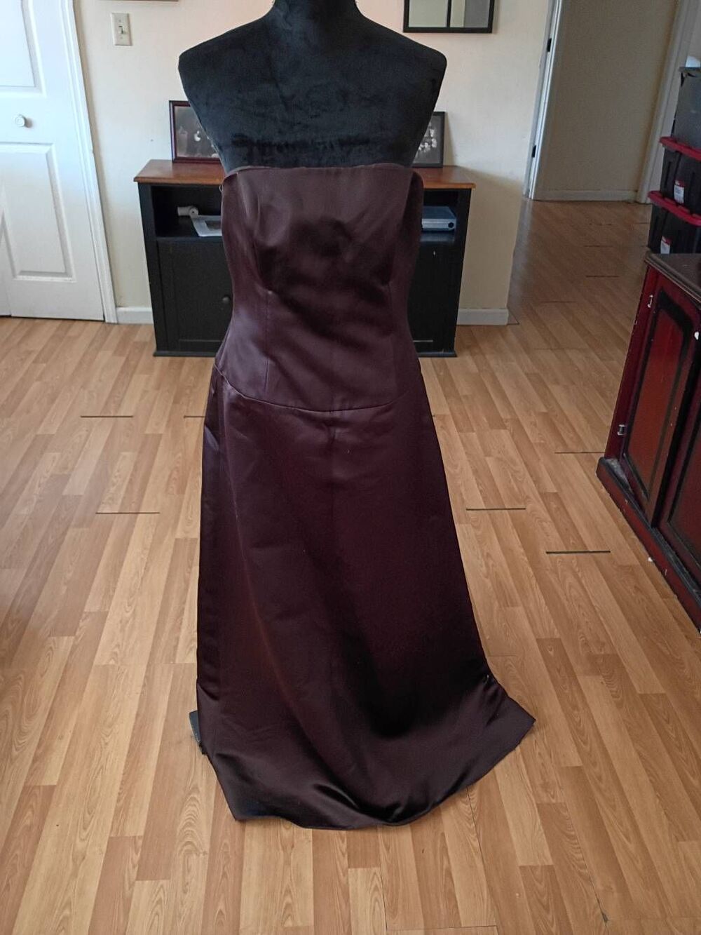 Sz 12 Amsale G144 Brown Sleeveless Formal Dress Prom Special Occasion Wedding